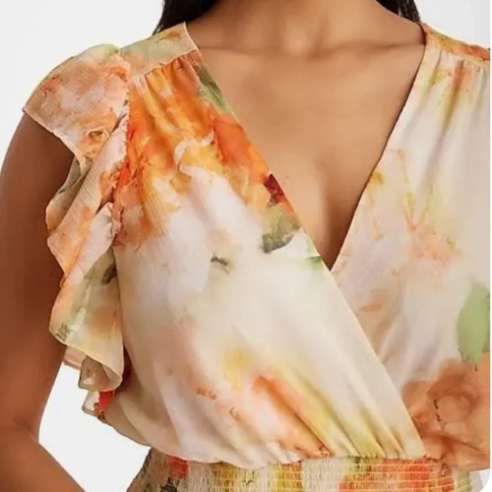 Floral Flutter Sleeve Maxi Dress NWT - Picture 4 of 13